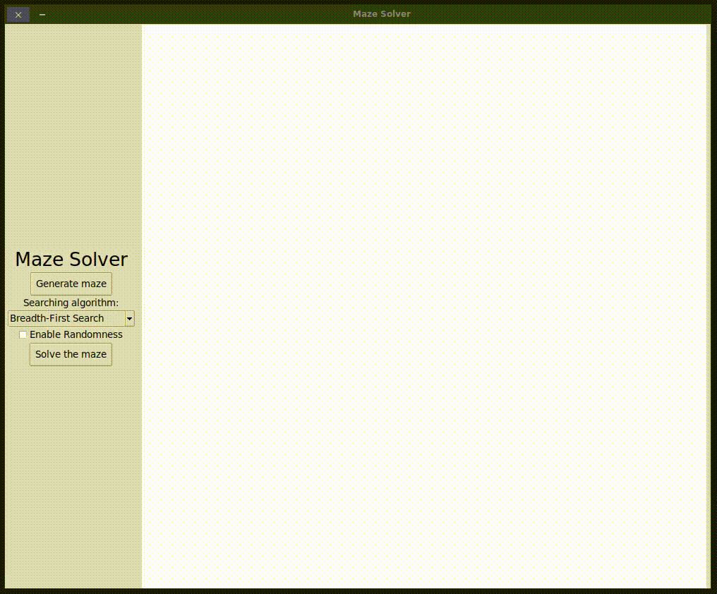 A demo of the Maze Solver application